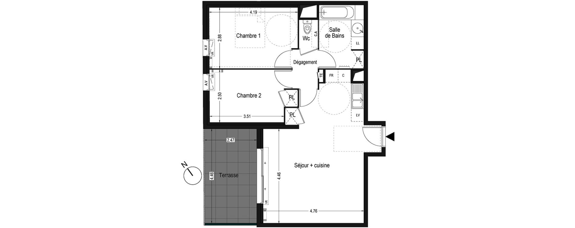Appartement T3 de 61,05 m2 &agrave; Montpellier Ovalie