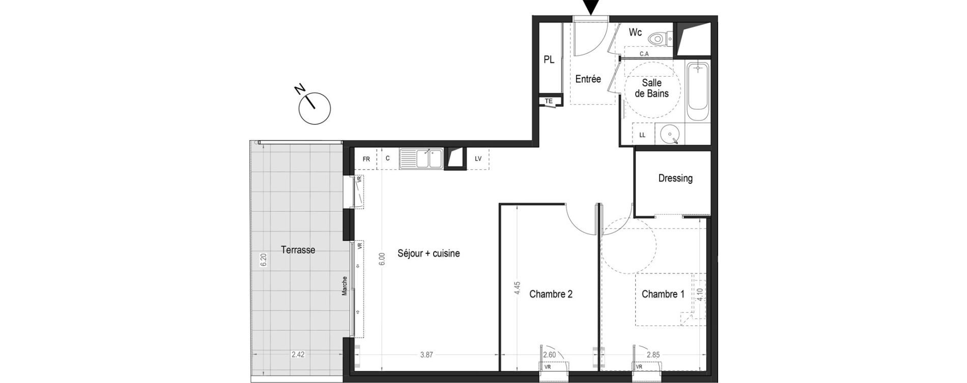 Appartement T3 de 68,95 m2 &agrave; Montpellier Ovalie