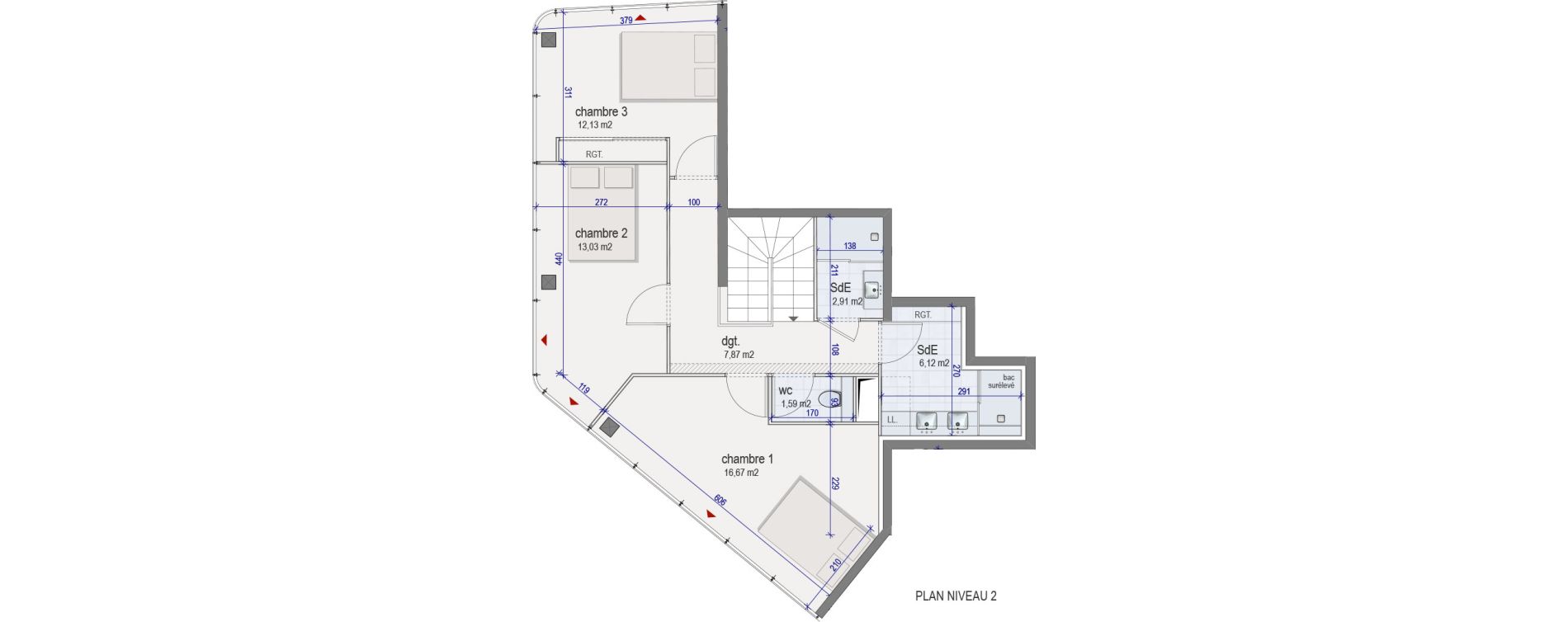 Duplex T4 de 115,45 m2 &agrave; Montpellier Les aiguerelles