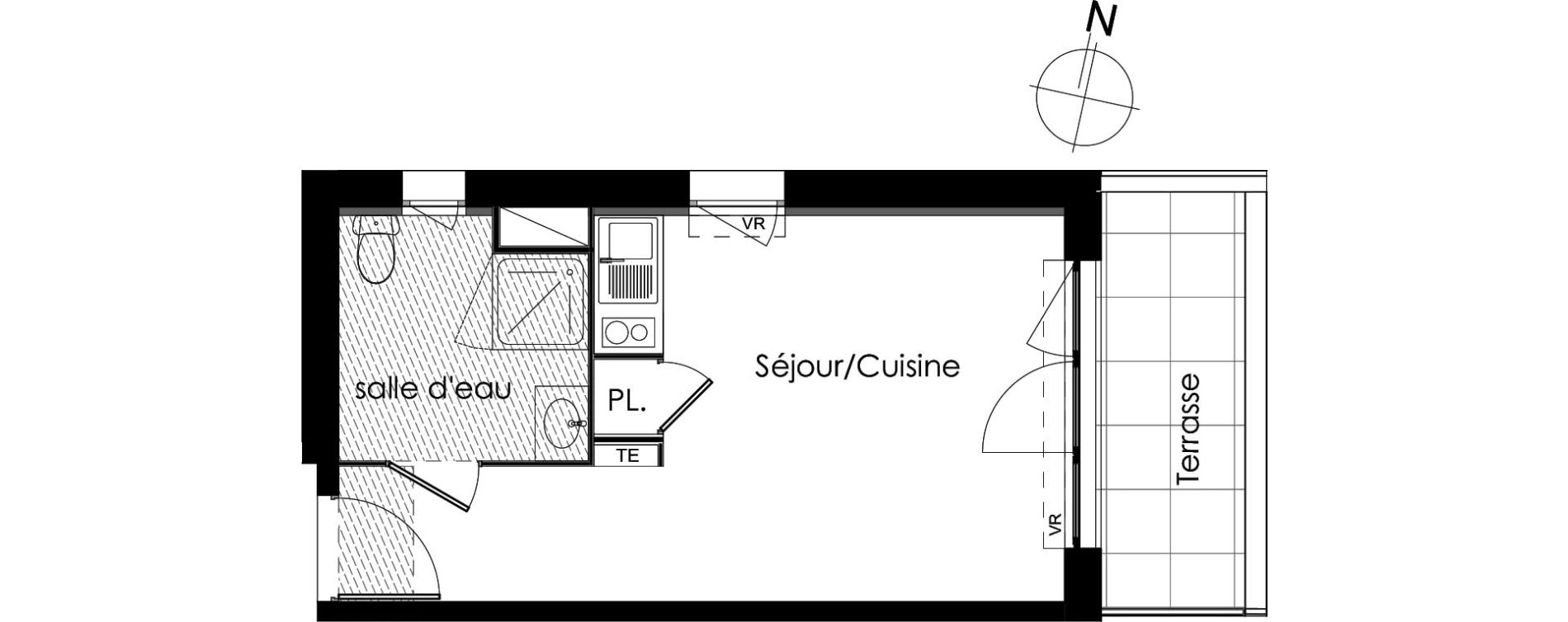 Appartement T1 de 24,31 m2 &agrave; Montpellier Aiguelongue