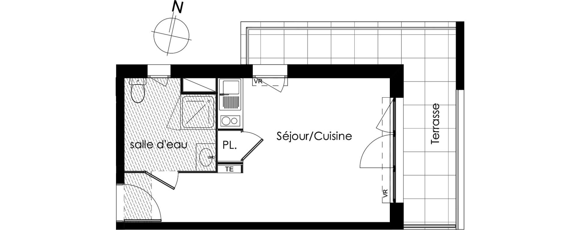 Appartement T1 de 24,31 m2 &agrave; Montpellier Aiguelongue