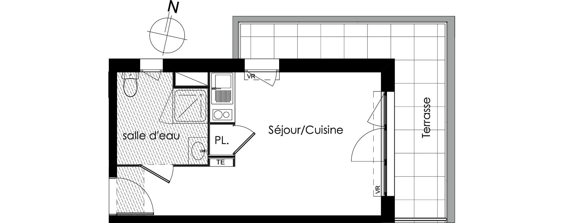 Appartement T1 de 24,32 m2 &agrave; Montpellier Aiguelongue