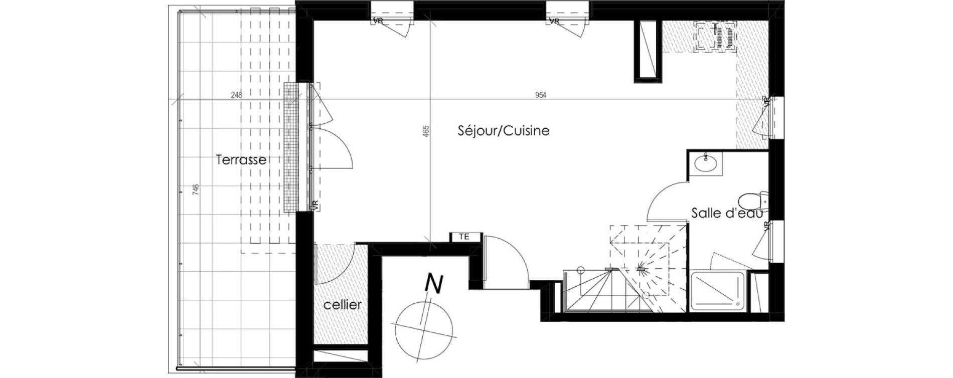 Duplex T3 de 78,70 m2 &agrave; Montpellier Aiguelongue