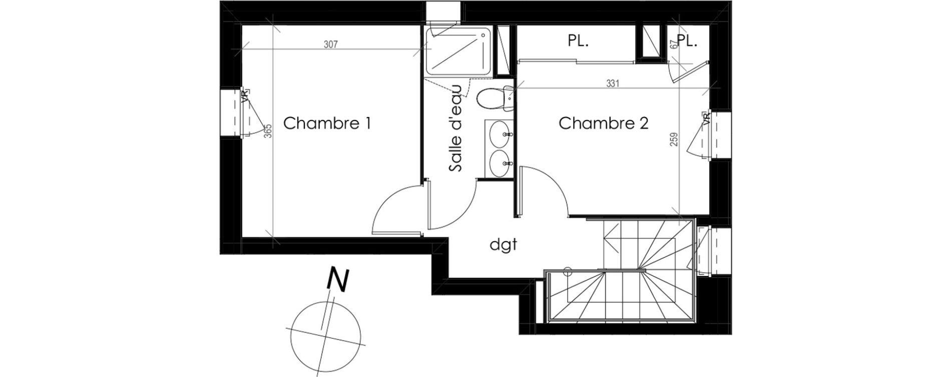 Duplex T3 de 78,70 m2 &agrave; Montpellier Aiguelongue