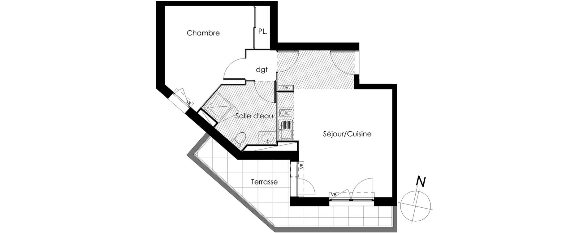 Appartement T2 de 42,75 m2 &agrave; Montpellier Aiguelongue