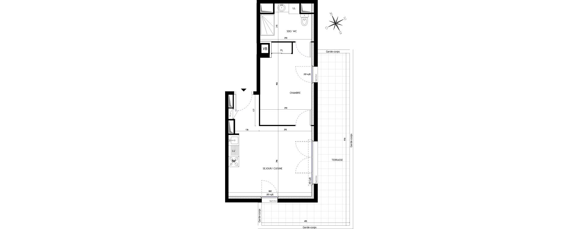 Appartement T2 de 39,00 m2 &agrave; Montpellier La restanque