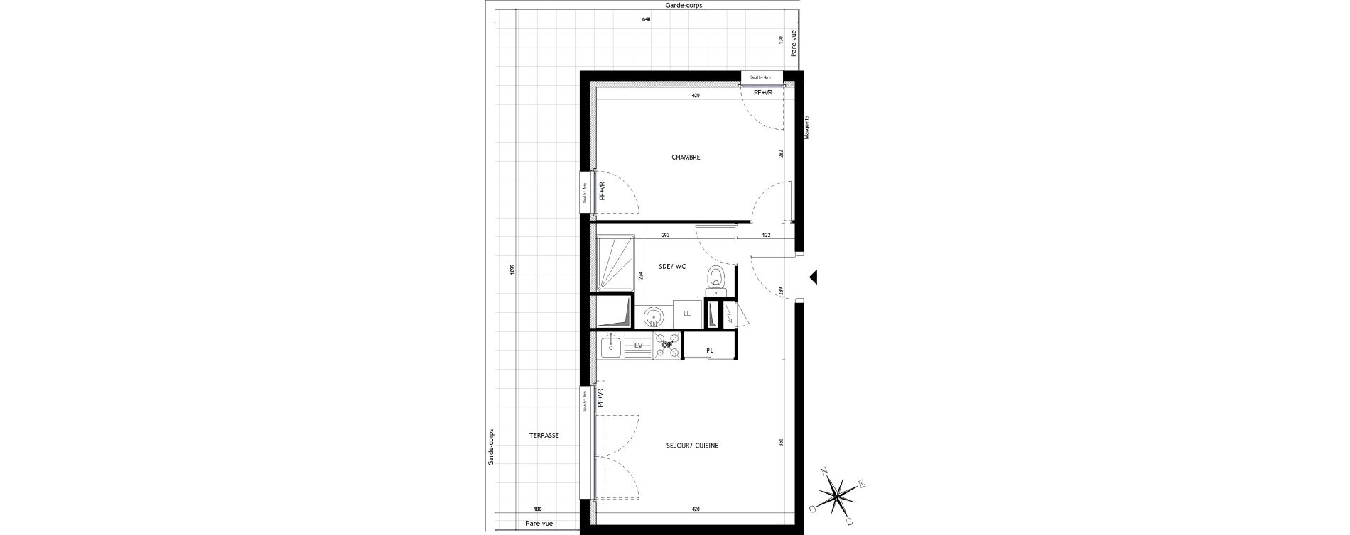 Appartement T2 de 37,30 m2 &agrave; Montpellier La restanque