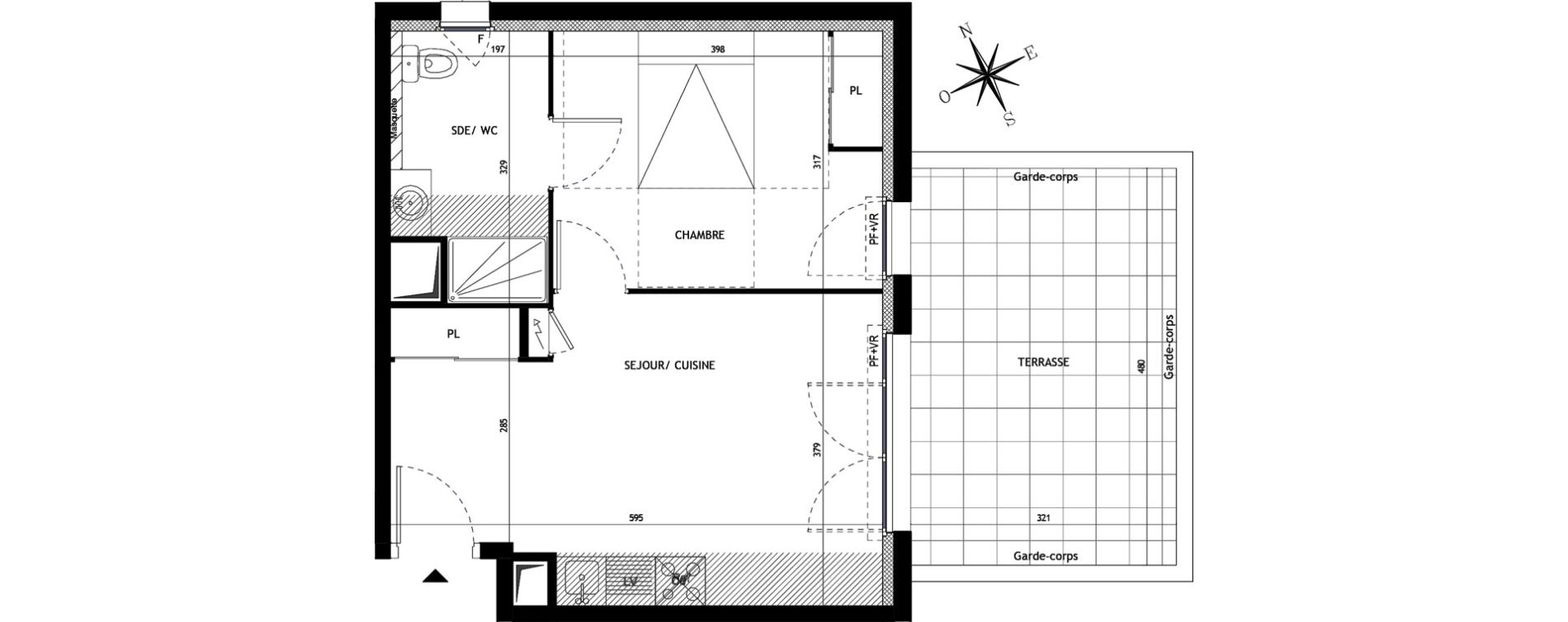 Appartement T2 de 38,70 m2 &agrave; Montpellier La restanque