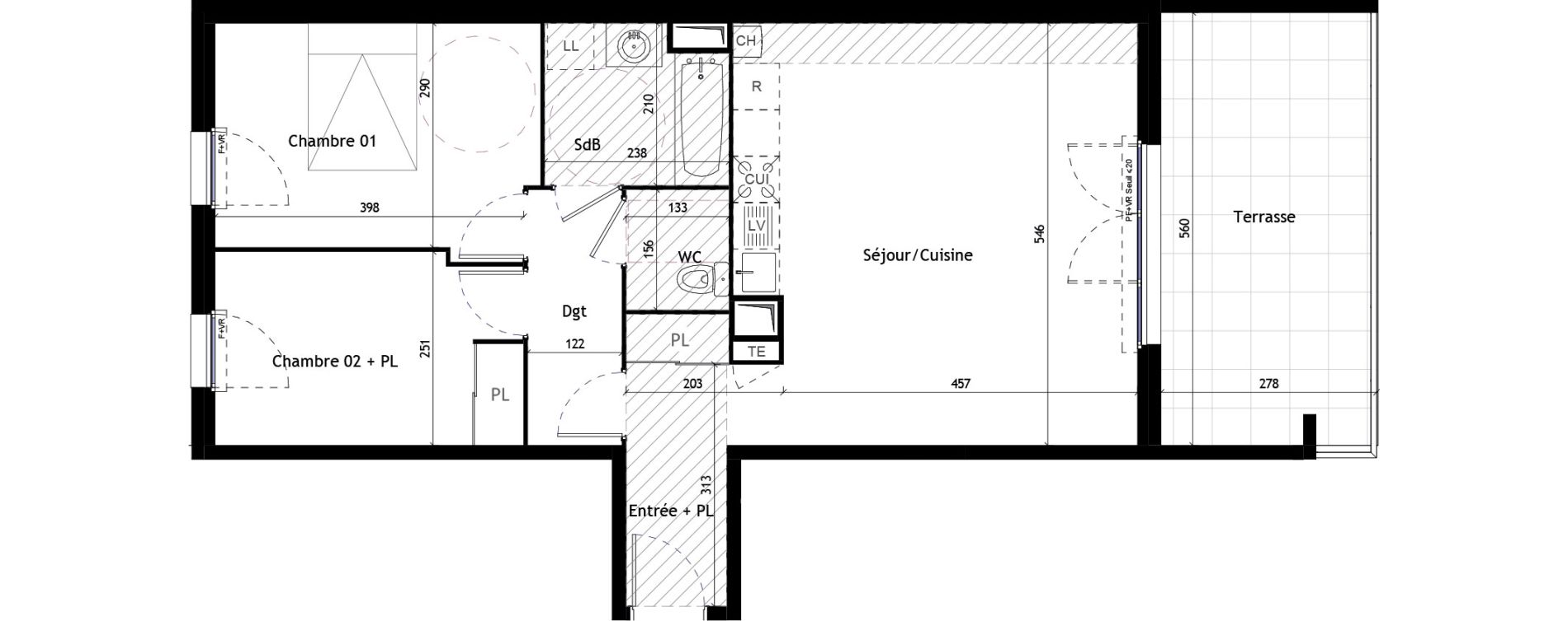 Appartement T3 de 65,70 m2 &agrave; Montpellier Blayac