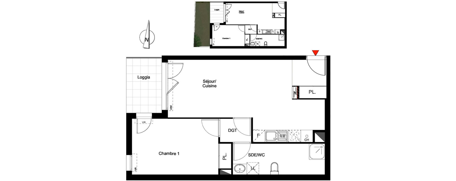 Appartement T2 de 49,50 m2 &agrave; Montpellier La pompignane