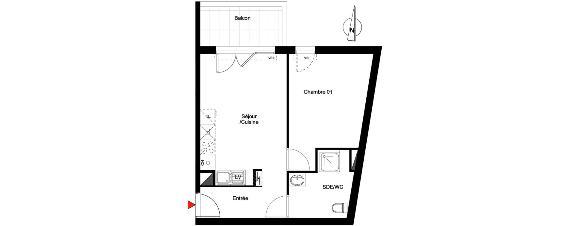 Appartement T2 de 41,20 m2 &agrave; Montpellier La pompignane