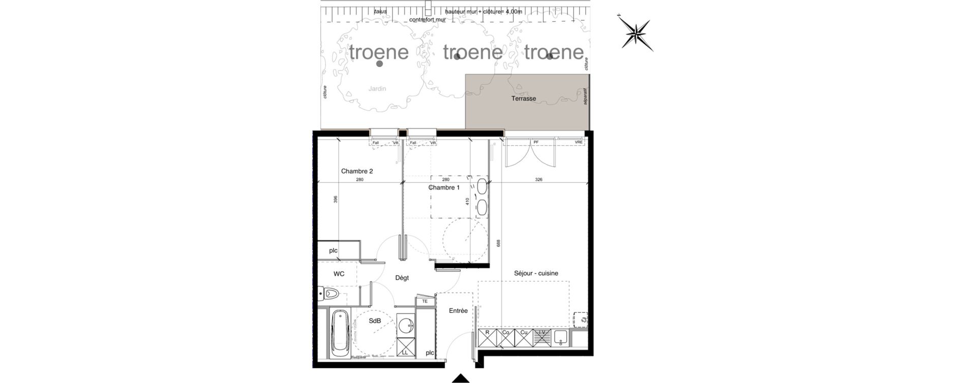 Appartement T3 de 61,30 m2 &agrave; Montpellier Croix d argent