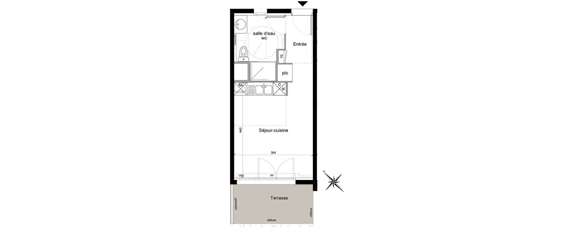 Appartement T1 de 26,00 m2 &agrave; Montpellier Croix d argent