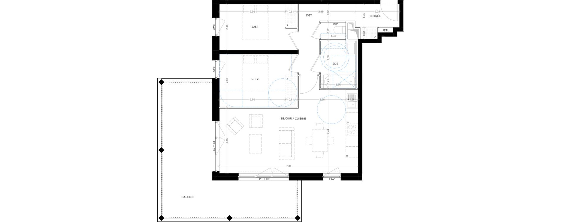 Appartement T3 de 66,18 m2 &agrave; Montpellier Tournezy