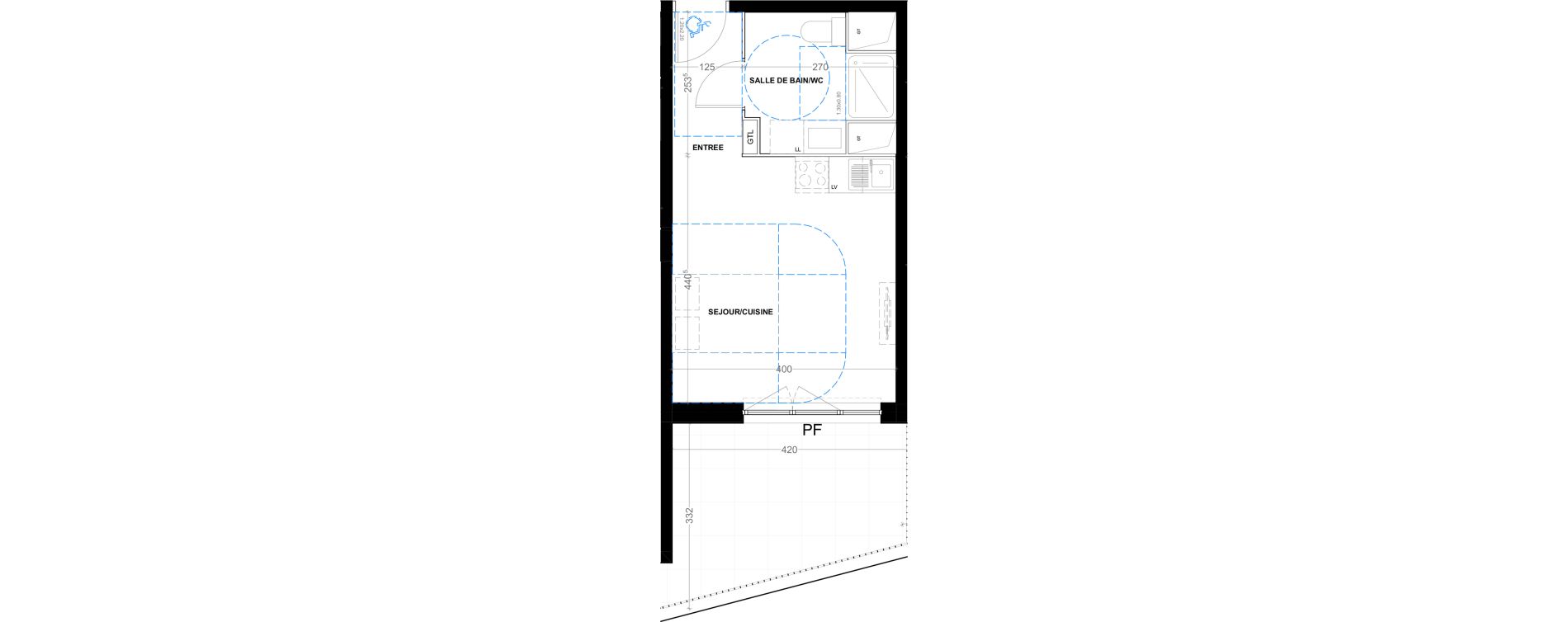 Appartement T1 de 26,32 m2 &agrave; Montpellier Tournezy