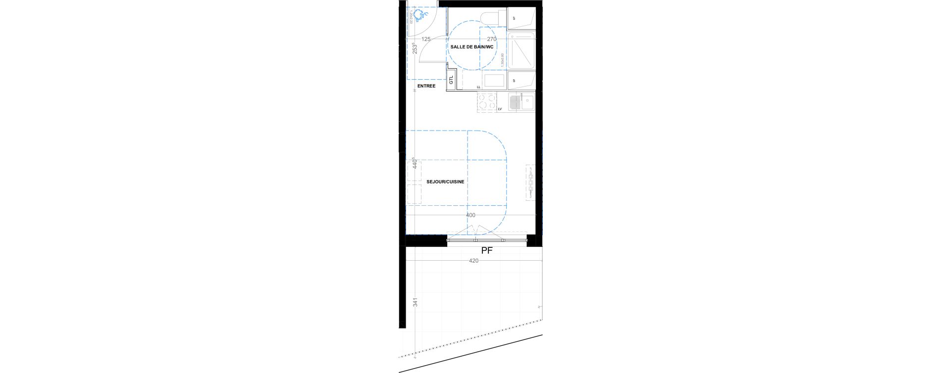 Appartement T1 de 26,32 m2 &agrave; Montpellier Tournezy