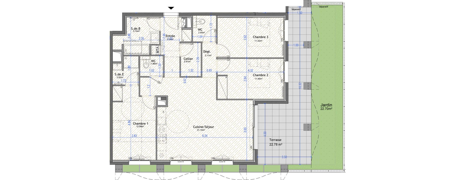 Appartement T4 de 90,10 m2 &agrave; Montpellier Cit&eacute; cr&eacute;ative