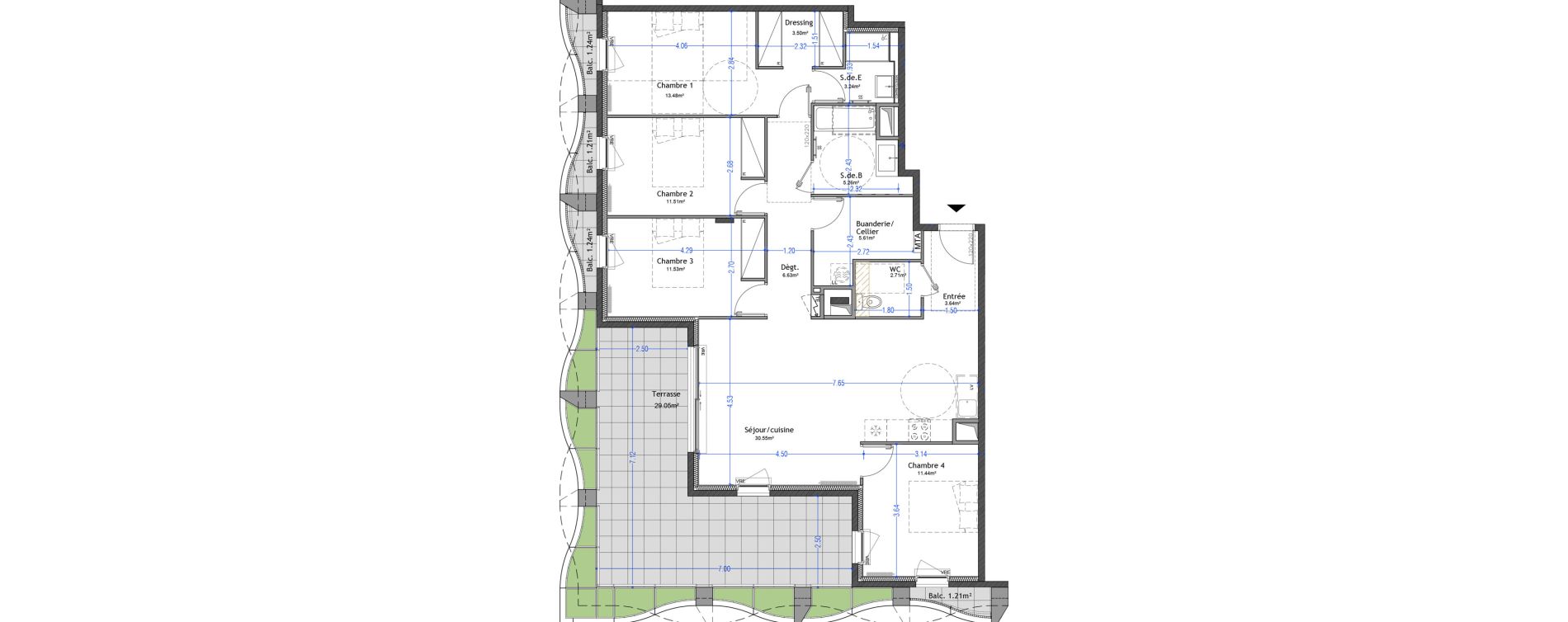 Appartement T5 de 109,10 m2 &agrave; Montpellier Cit&eacute; cr&eacute;ative