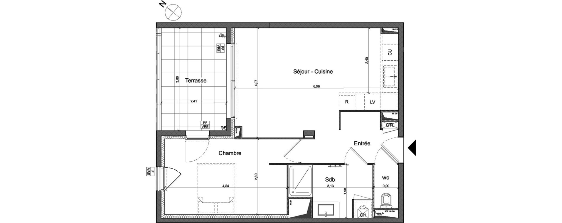 Appartement T2 de 47,09 m2 &agrave; Montpellier Plan des 4 seigneurs
