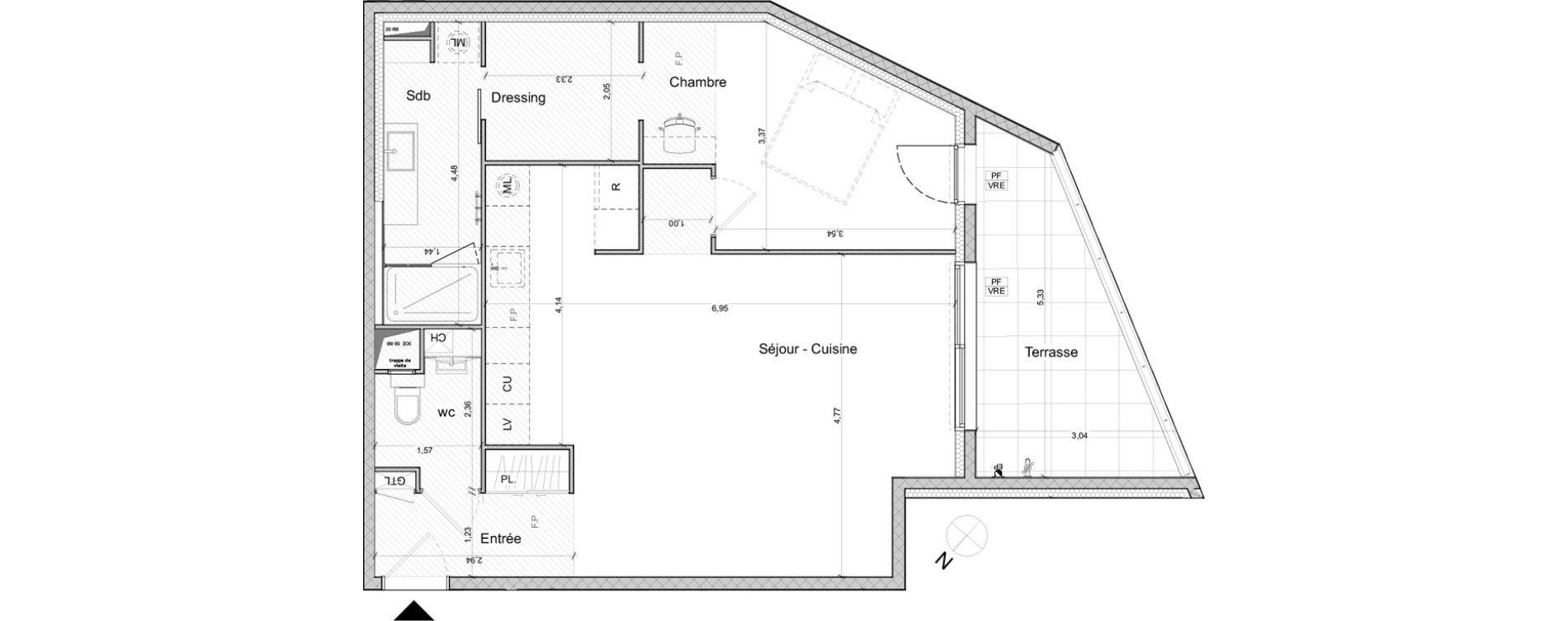 Appartement T2 de 64,15 m2 &agrave; Montpellier Plan des 4 seigneurs