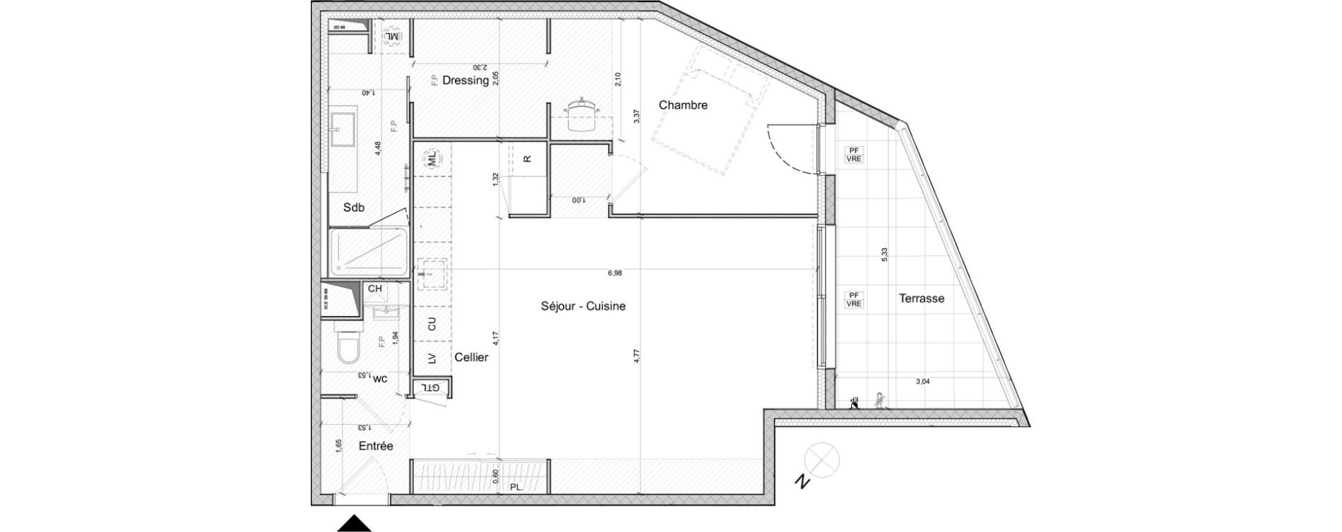 Appartement T2 de 64,05 m2 &agrave; Montpellier Plan des 4 seigneurs