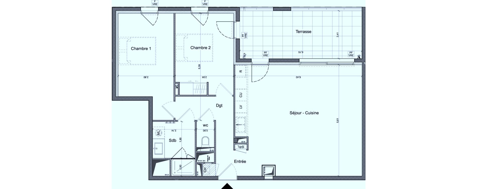 Appartement T3 de 72,81 m2 &agrave; Montpellier Plan des 4 seigneurs