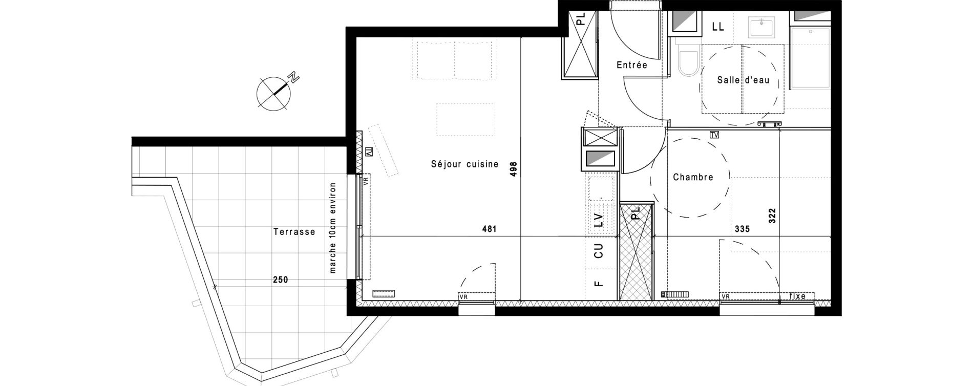 Appartement T2 de 45,15 m2 &agrave; Montpellier Hopitaux-facultes