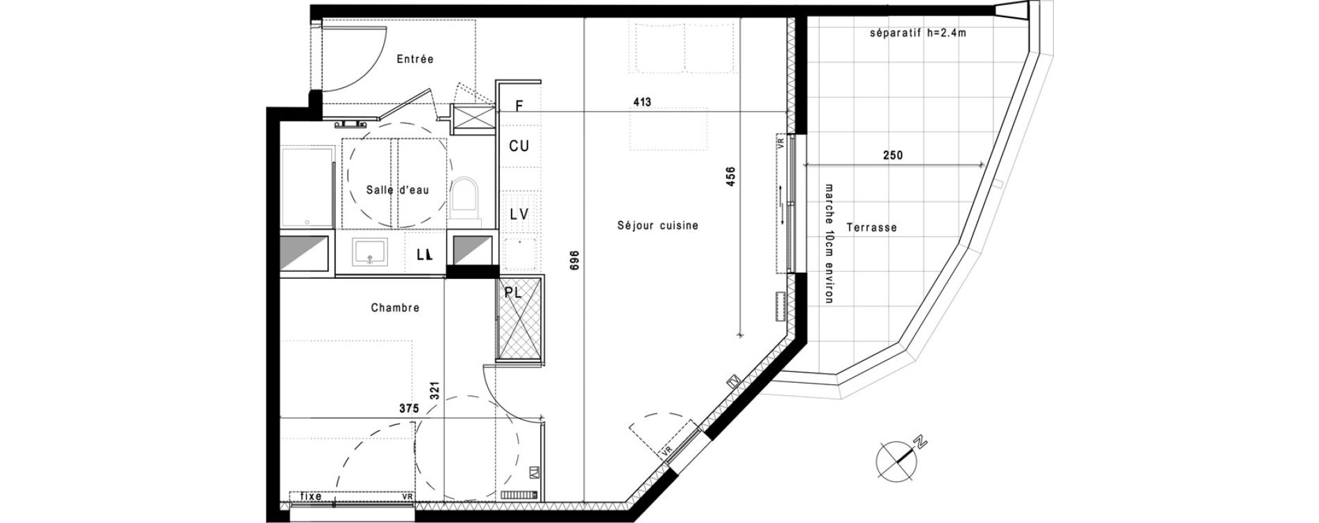 Appartement T2 de 45,15 m2 &agrave; Montpellier Hopitaux-facultes