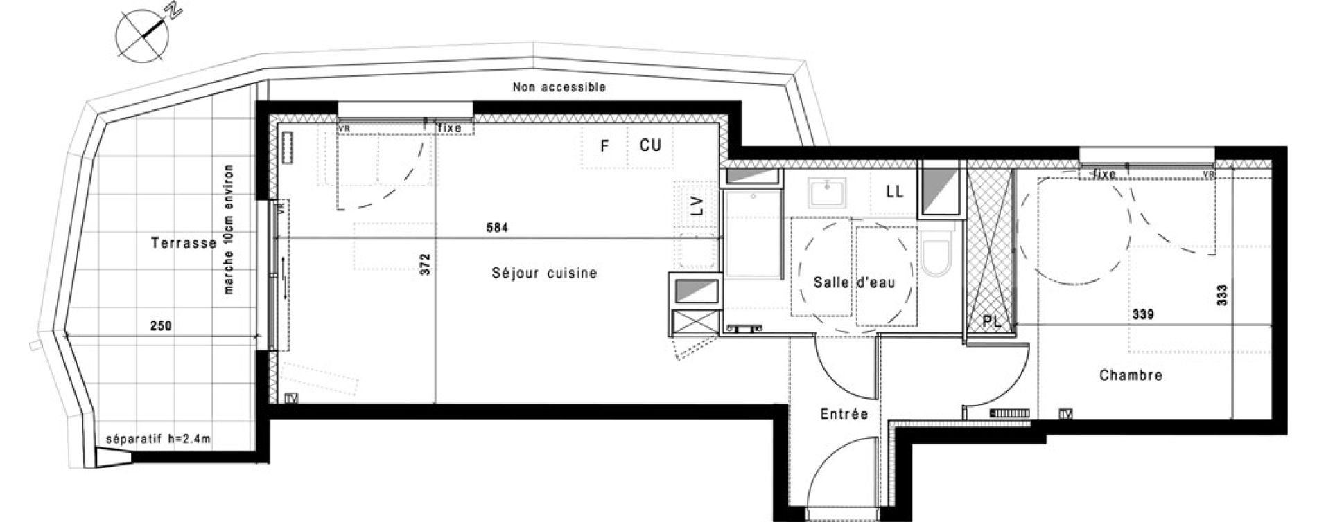 Appartement T2 de 45,80 m2 &agrave; Montpellier Hopitaux-facultes