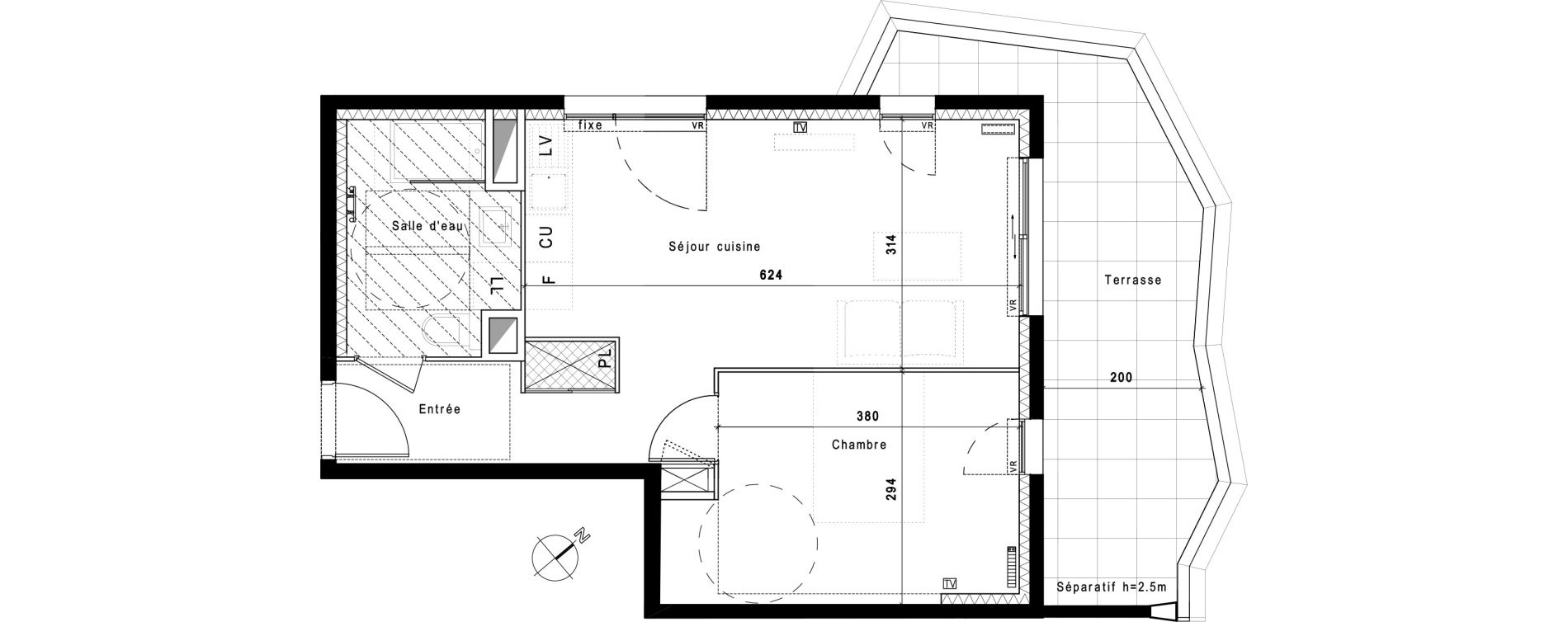 Appartement T2 de 43,45 m2 &agrave; Montpellier Hopitaux-facultes