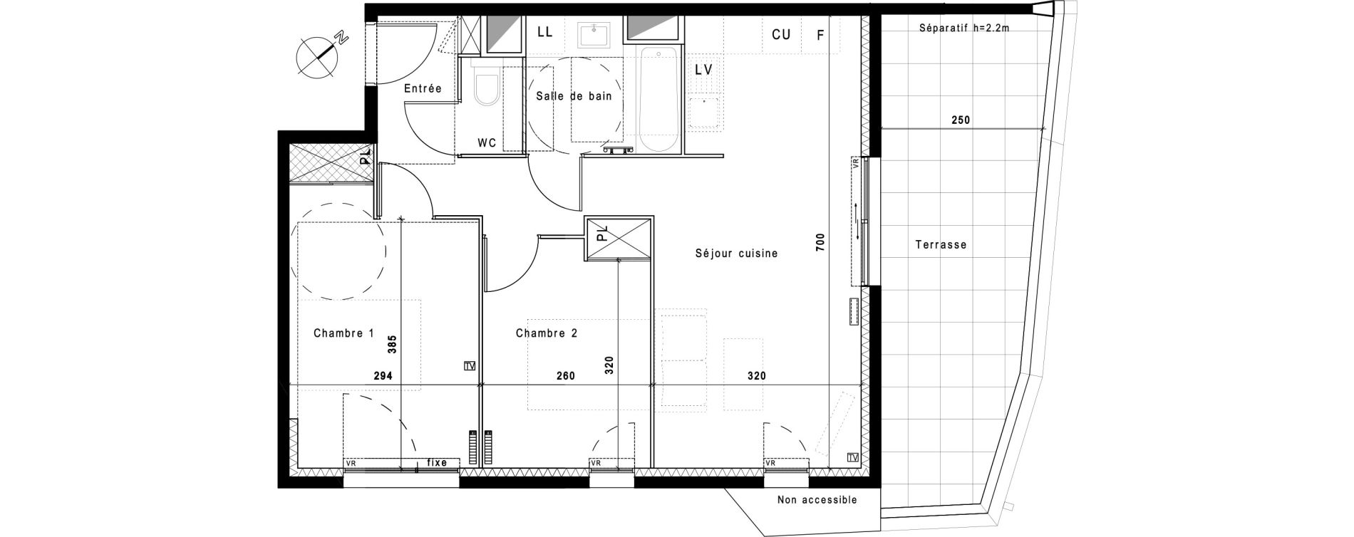 Appartement T3 de 56,85 m2 &agrave; Montpellier Hopitaux-facultes