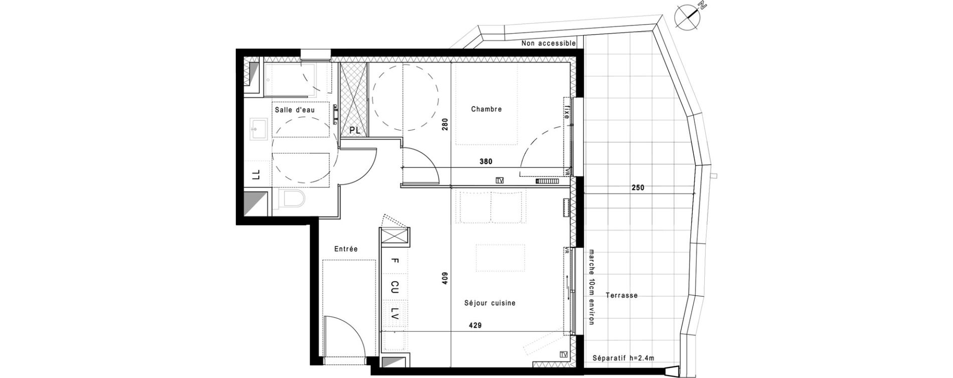 Appartement T2 de 43,20 m2 &agrave; Montpellier Hopitaux-facultes