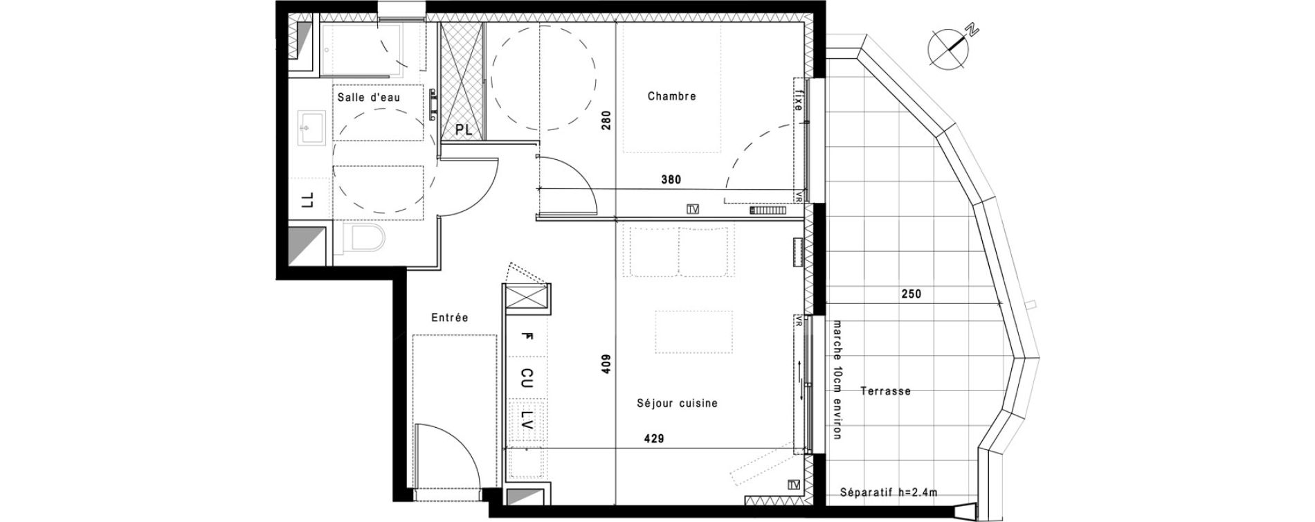 Appartement T2 de 43,20 m2 &agrave; Montpellier Hopitaux-facultes