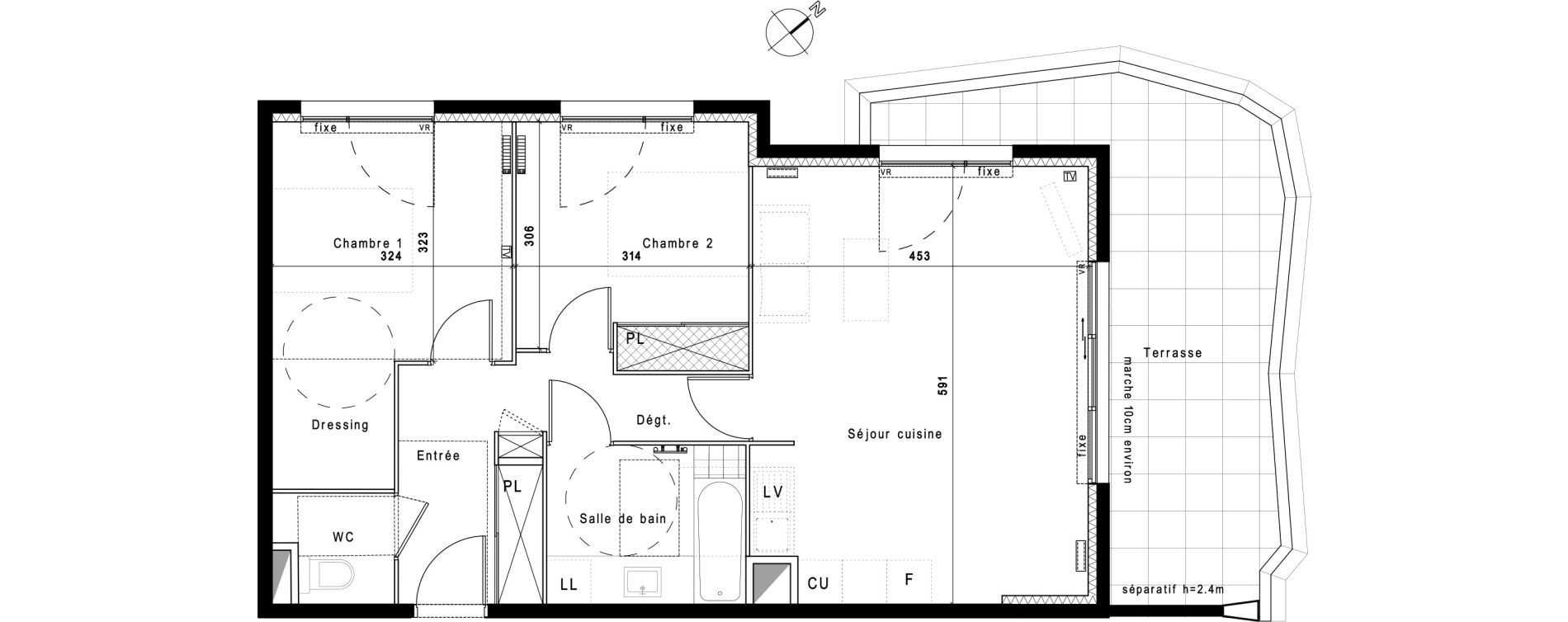 Appartement T3 de 66,60 m2 &agrave; Montpellier Hopitaux-facultes