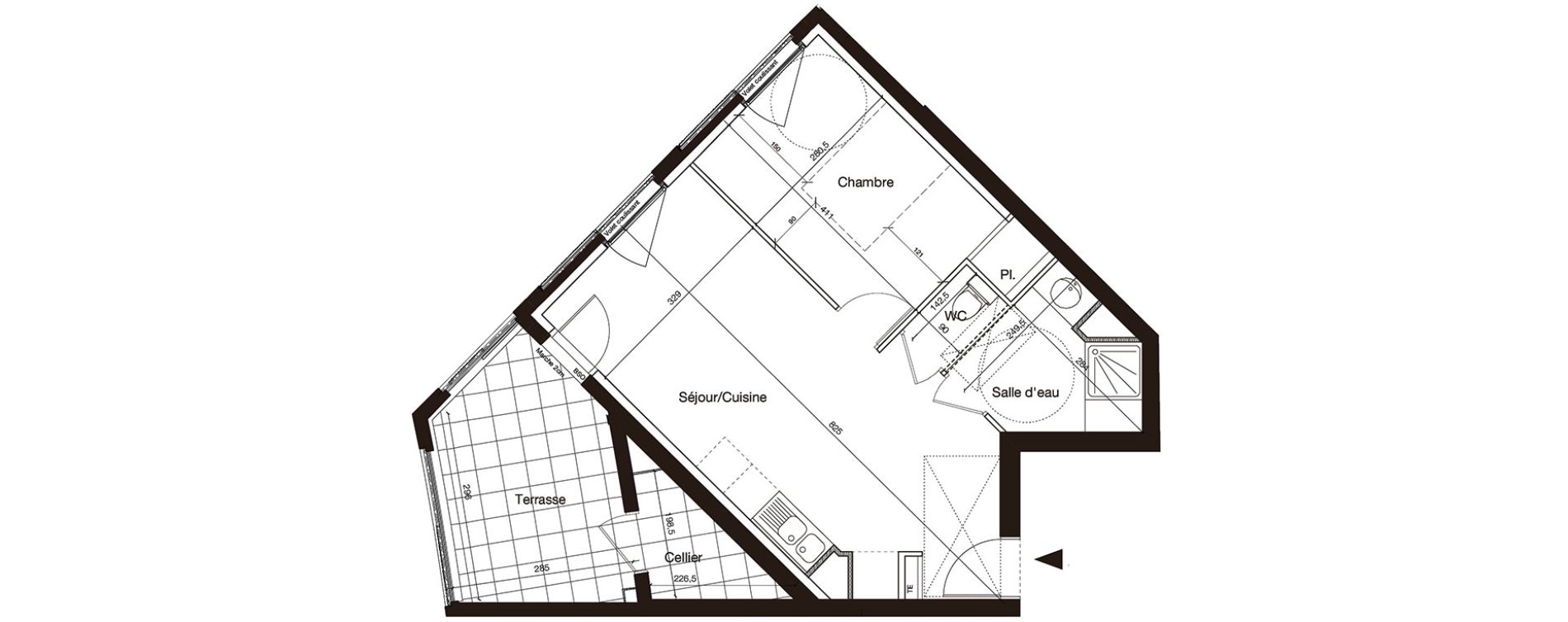 Appartement T2 de 43,57 m2 &agrave; Montpellier Port marianne