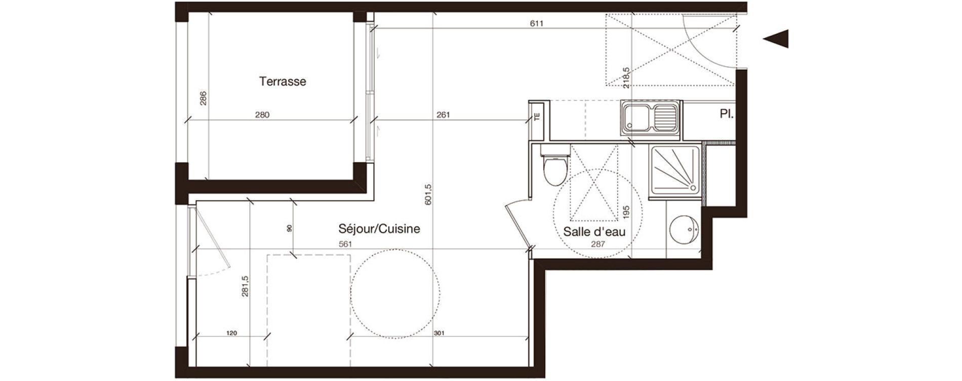 Appartement T1 de 37,07 m2 &agrave; Montpellier Port marianne