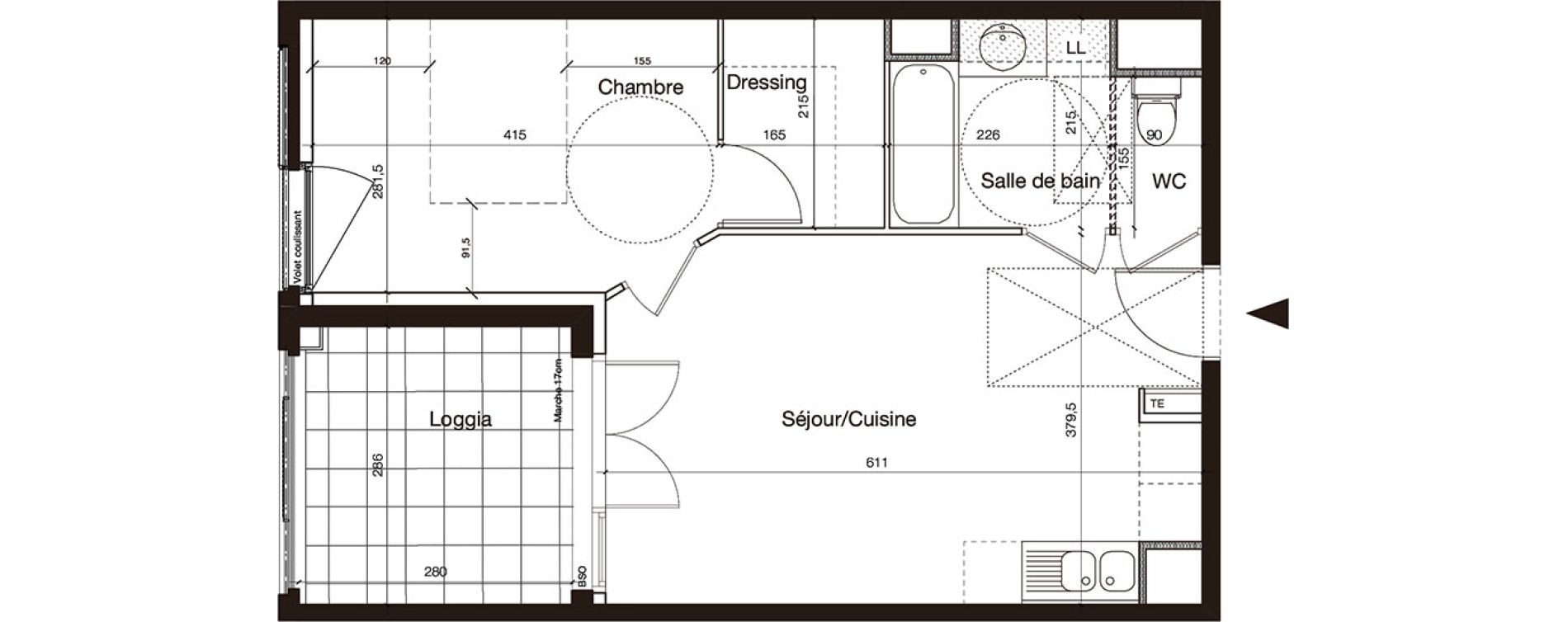 Appartement T2 de 42,93 m2 &agrave; Montpellier Port marianne