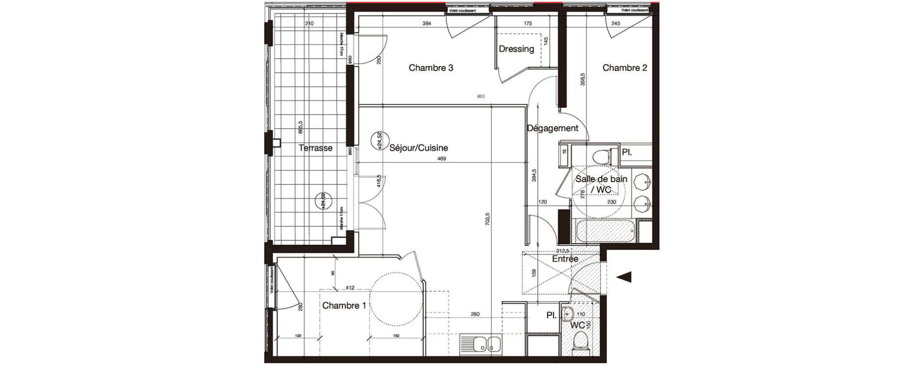 Appartement T4 de 77,65 m2 &agrave; Montpellier Port marianne