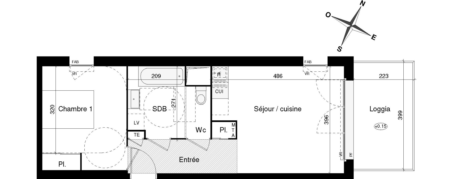 Appartement T2 de 41,90 m2 &agrave; Montpellier R&eacute;publique
