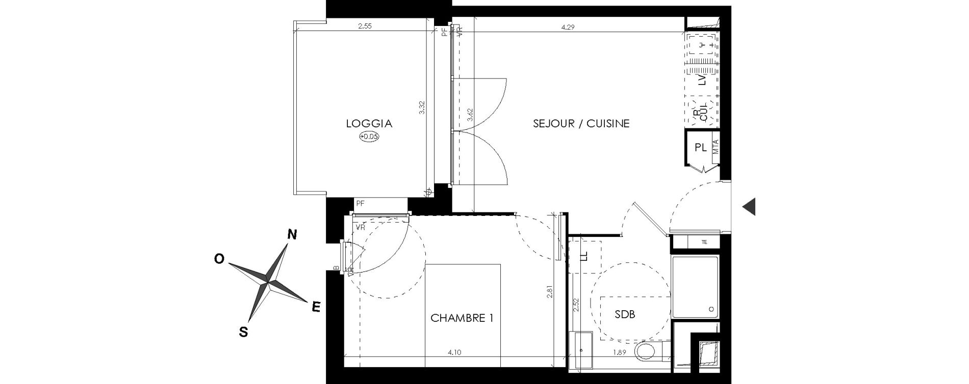Appartement T2 de 36,40 m2 &agrave; Montpellier R&eacute;publique