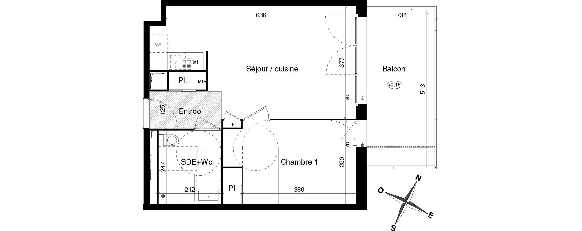 Appartement T2 de 43,40 m2 &agrave; Montpellier R&eacute;publique