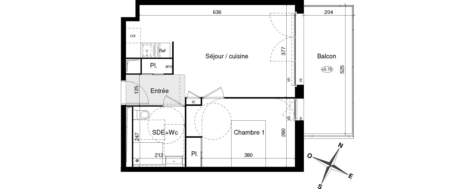 Appartement T2 de 43,40 m2 &agrave; Montpellier R&eacute;publique