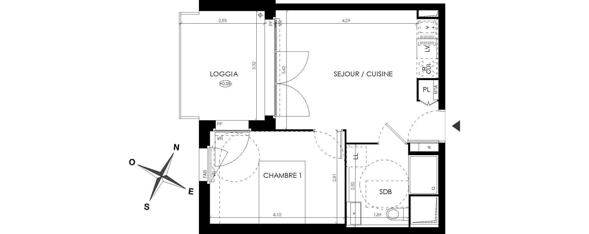 Appartement T2 de 36,40 m2 &agrave; Montpellier R&eacute;publique