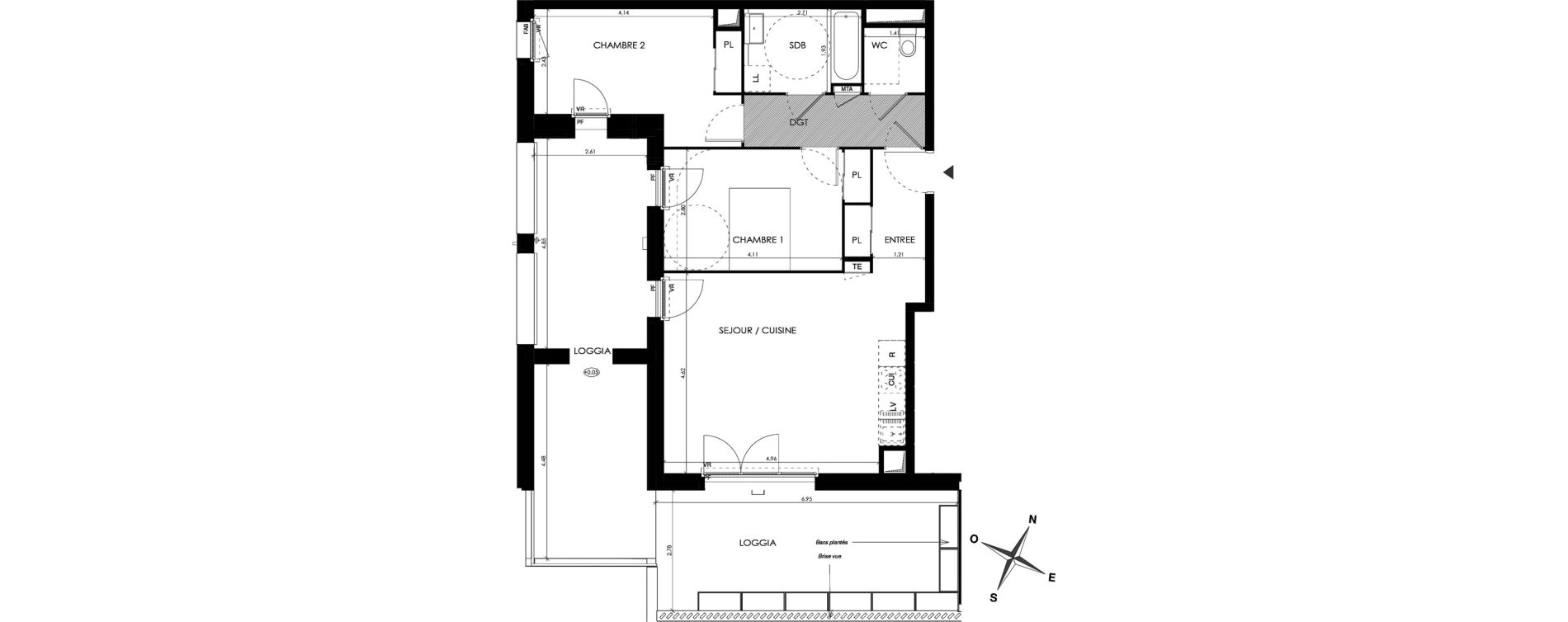Appartement T3 de 67,75 m2 &agrave; Montpellier R&eacute;publique
