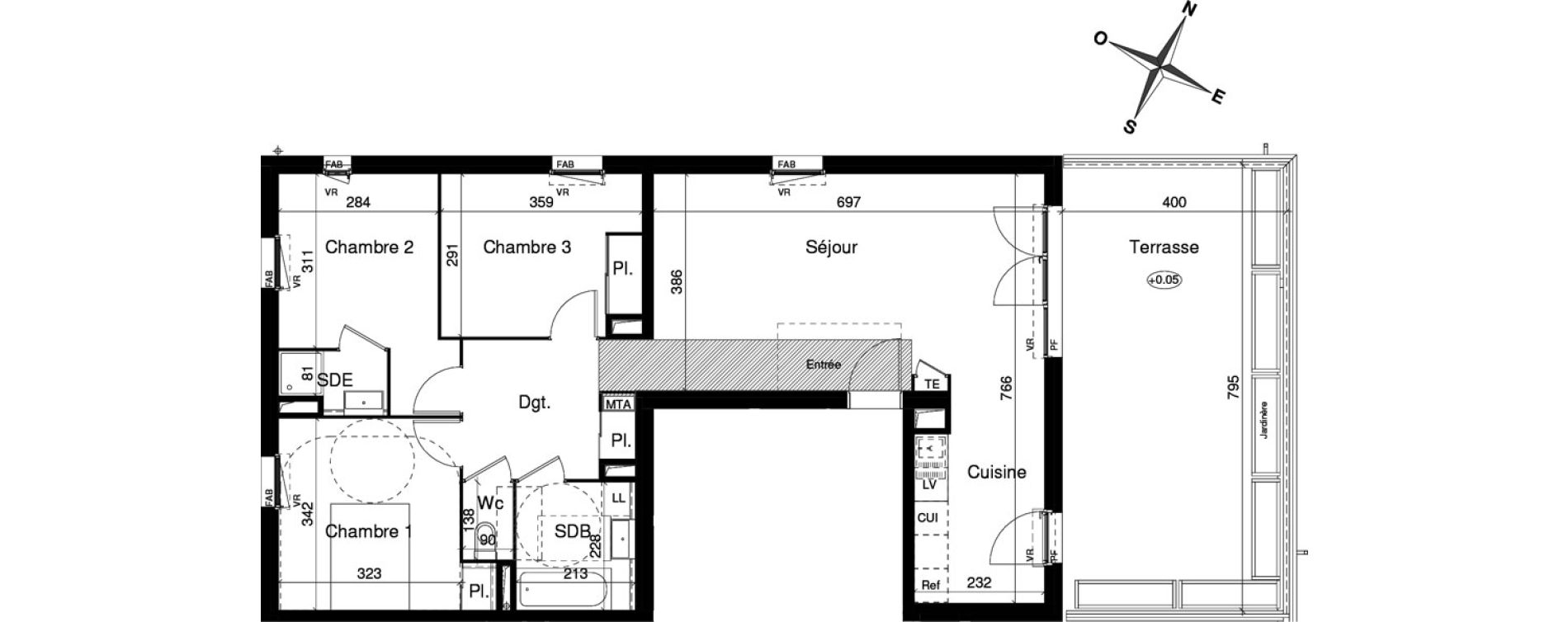 Appartement T4 de 82,40 m2 &agrave; Montpellier R&eacute;publique