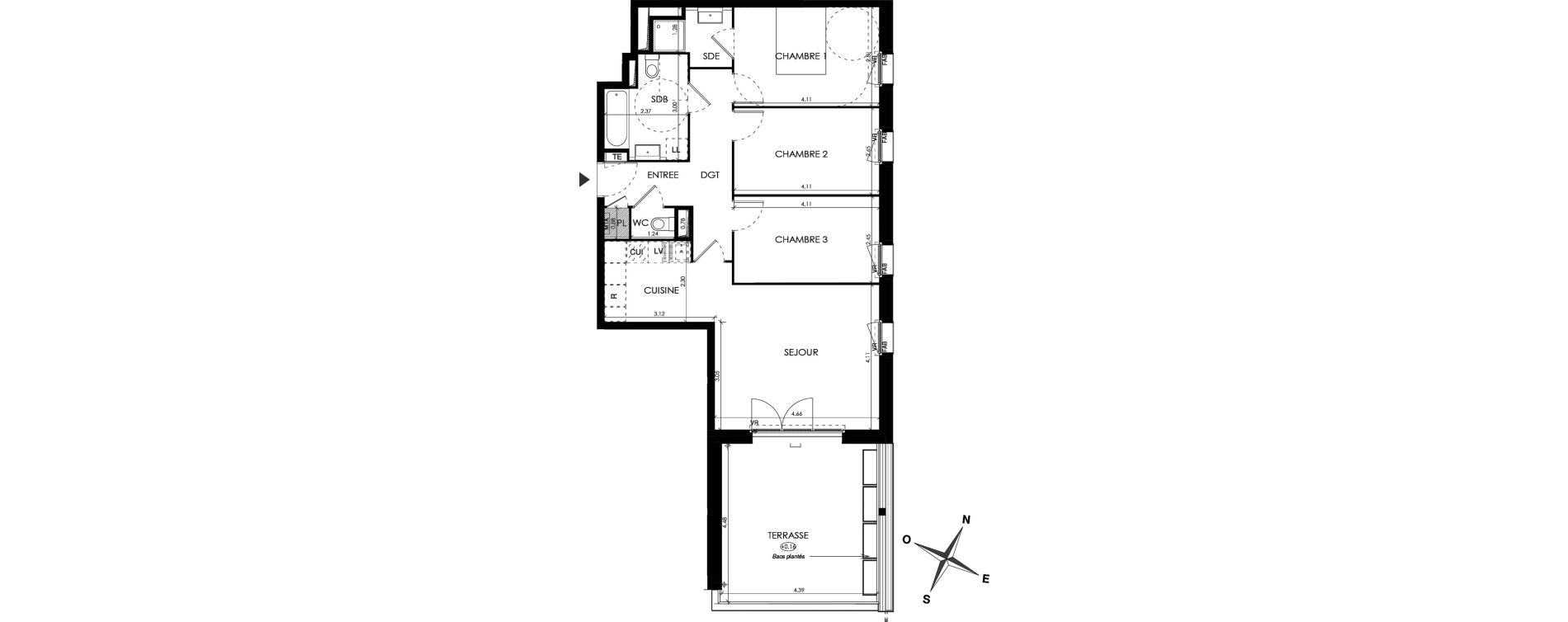 Appartement T4 de 78,50 m2 &agrave; Montpellier R&eacute;publique