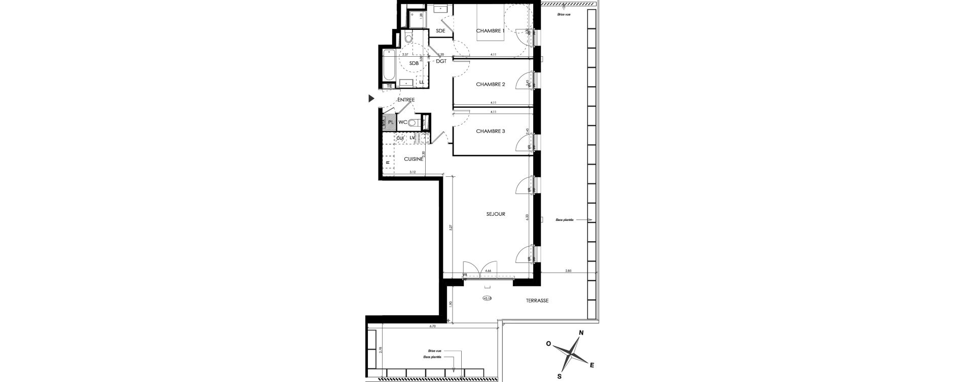 Appartement T4 de 88,60 m2 &agrave; Montpellier R&eacute;publique