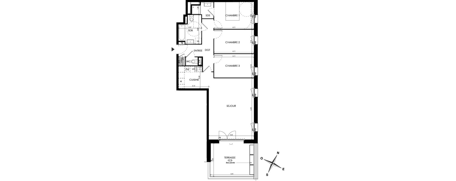 Appartement T4 de 89,00 m2 &agrave; Montpellier R&eacute;publique