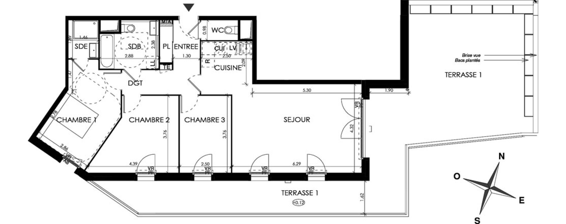 Appartement T4 de 88,70 m2 &agrave; Montpellier R&eacute;publique