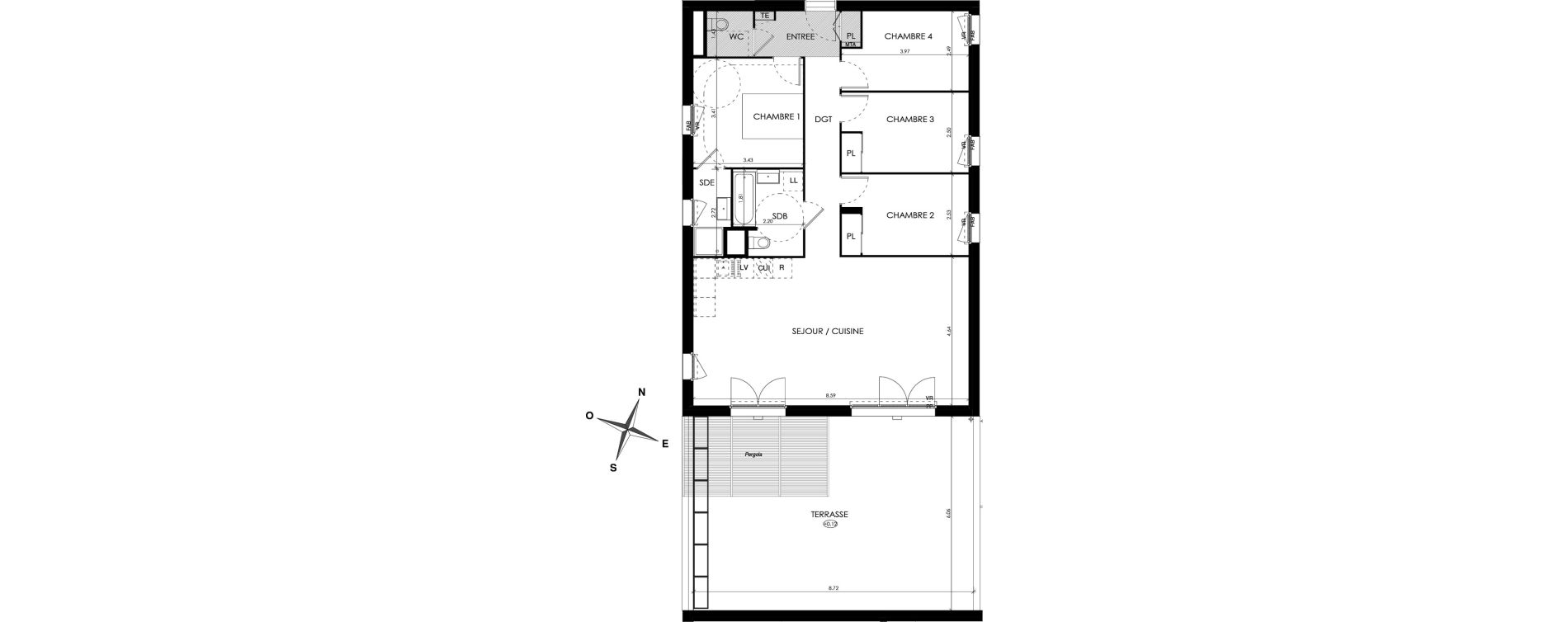 Appartement T5 de 102,25 m2 &agrave; Montpellier R&eacute;publique